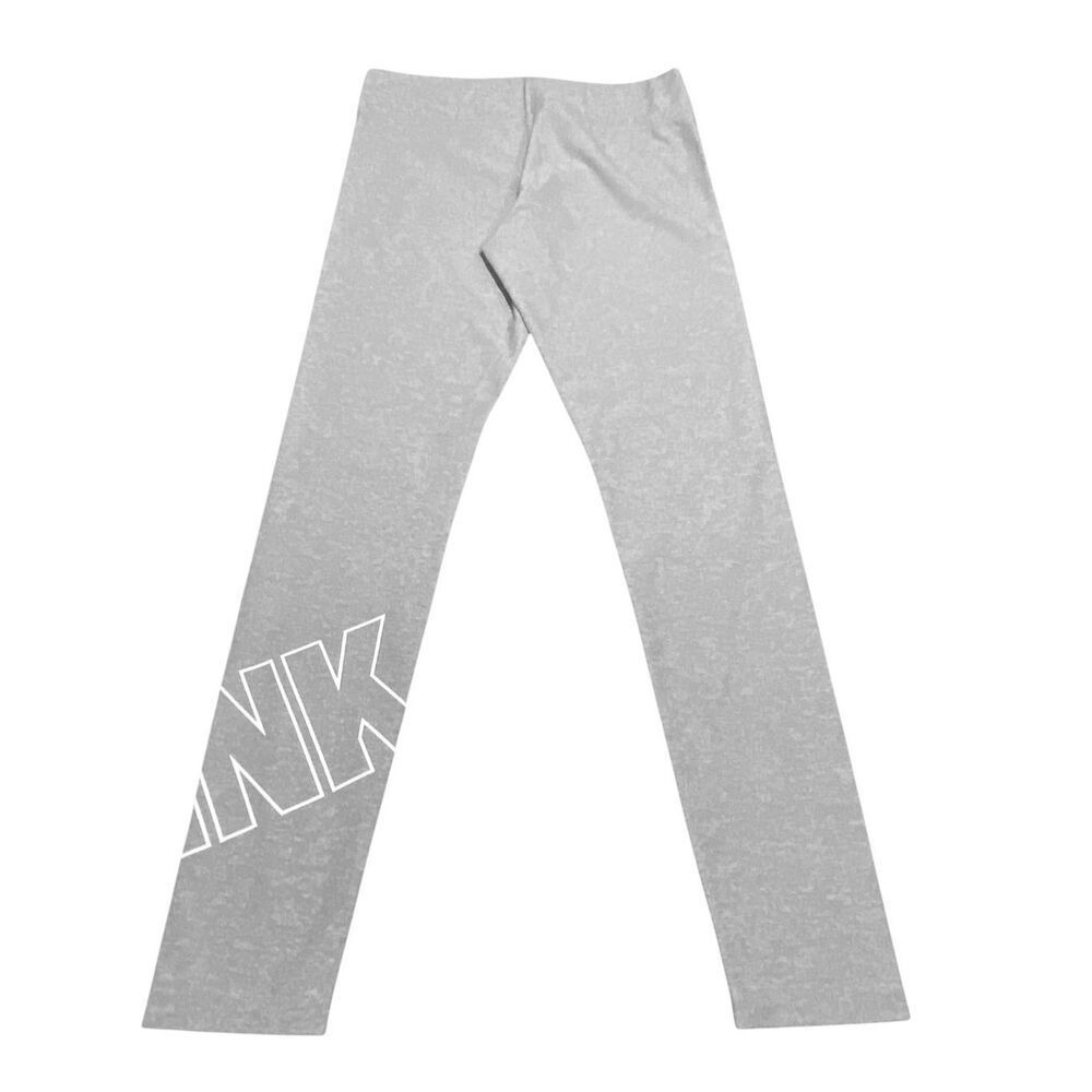 VS Victoria Secret PINK YOGA Grey Wrapped Leg Logo Leggings Pants Wm’s Size Smal